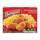 Banquet Dinners&nbsp;Chicken Nugget Meal&nbsp;Breaded Patties w/Corn & French Fried Potatoes Full-Size Picture